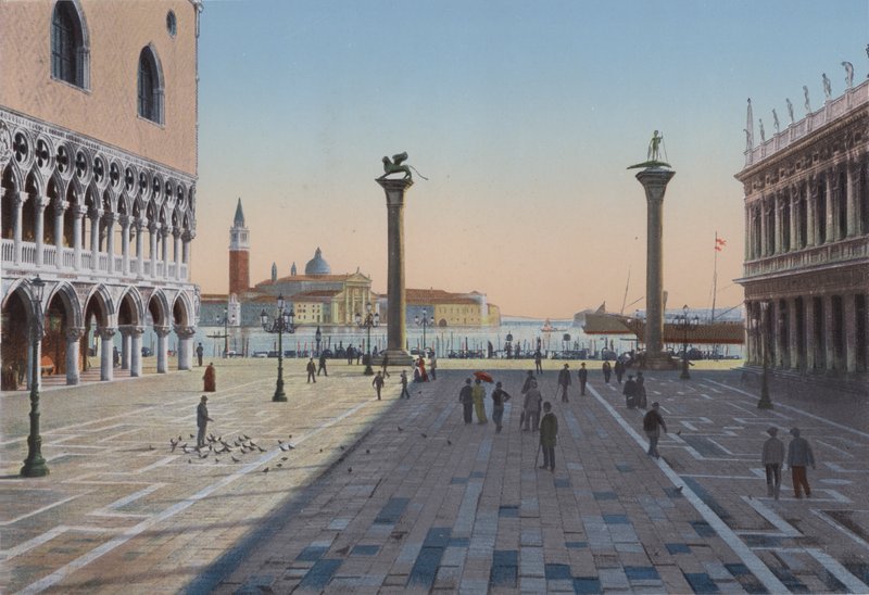 Venedig, Piazzetta San Marco och de två kolumnerna (färgad bild) av Italian Photographer