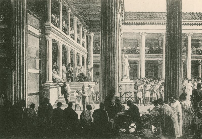 A Crim Nal Judgement in the Basilica (gravyr) av Italian School