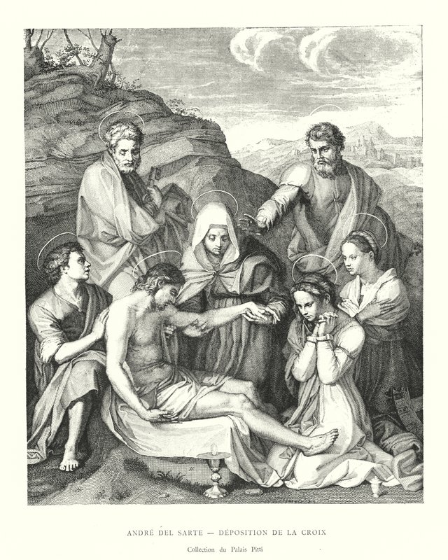 Andre del Sarte, Deposition från korset, Pitti Palace Collection (gravyr) av Italian School