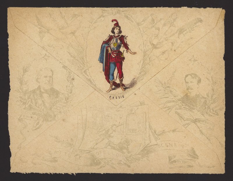 Cassio, från Giuseppe Verdis opera Otello, baserad på William Shakespeares pjäs (färg litho) av Italian School