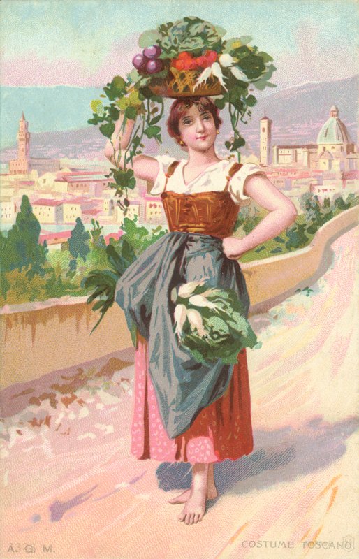 Toskansk dräkt (chromolitho) av Italian School