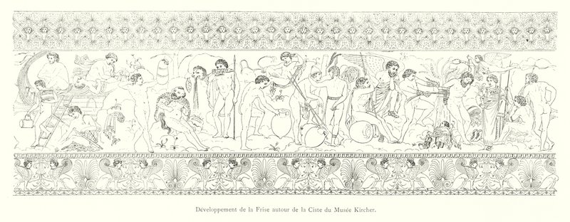 Utveckling av Friesland runt Kirchermuseets cistus (gravyr) av Italian School