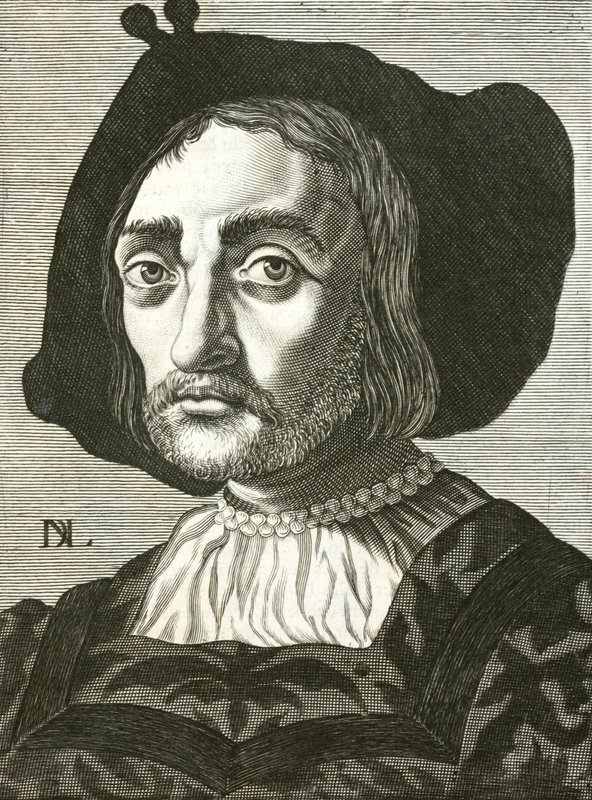 Donato Bramante, italiensk renässansarkitekt (gravyr) av Italian School