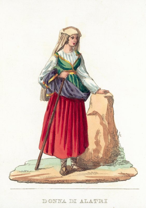 Donna Di Alatri (färgad gravyr) av Italian School