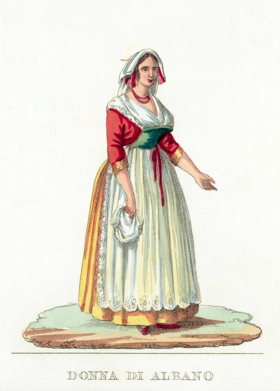 Donna Di Albano (färgad gravyr) av Italian School