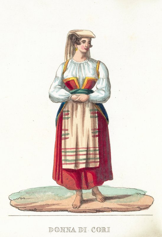 Donna Di Cori (färgad gravyr) av Italian School