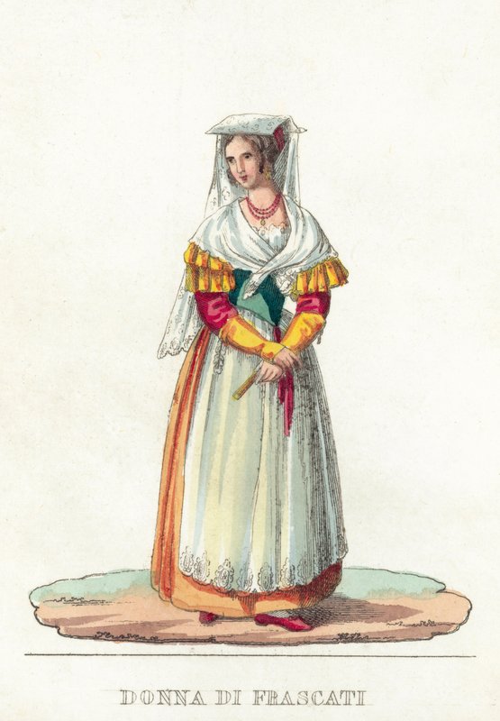 Donna Di Frascati (färgad gravyr) av Italian School
