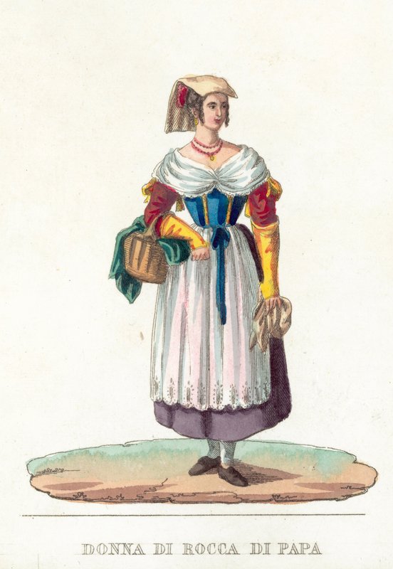 Donna Di Rocca Di Papa (färgad gravyr) av Italian School