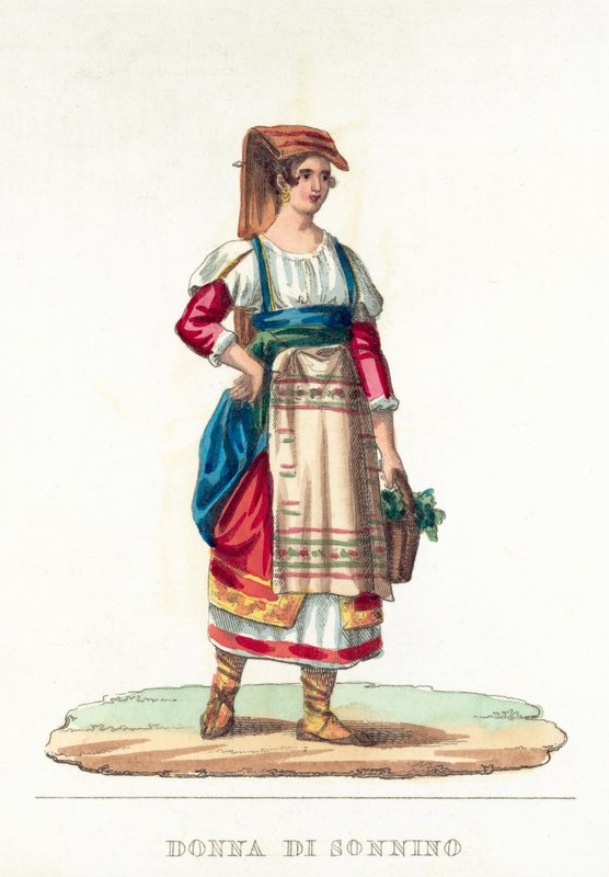 Donna Di Sonnino (färgad gravyr) av Italian School