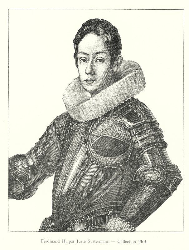 Ferdinand II, av Juste Sustermans, Pitti Collection (gravyr) av Italian School