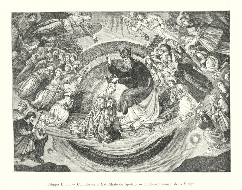 Filippo Lippi, Kupolen i katedralen i Spoleto, Jungfruns kröning (gravyr) av Italian School