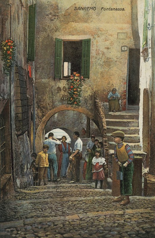Fontanassa, San Remo, Italien (färglitografi) av Italian School