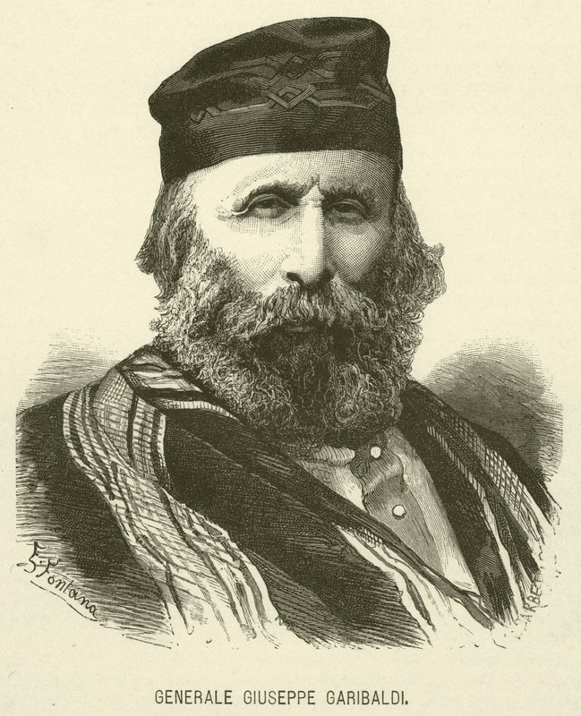 General Giuseppe Garibaldi (gravyr) av Italian School