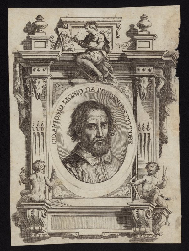 Giovanni Antonio de Sacchis, även känd som Il Pordenone och Giovanni Antonio Licinio. Gravyr av Giorgio Vasari av Italian School