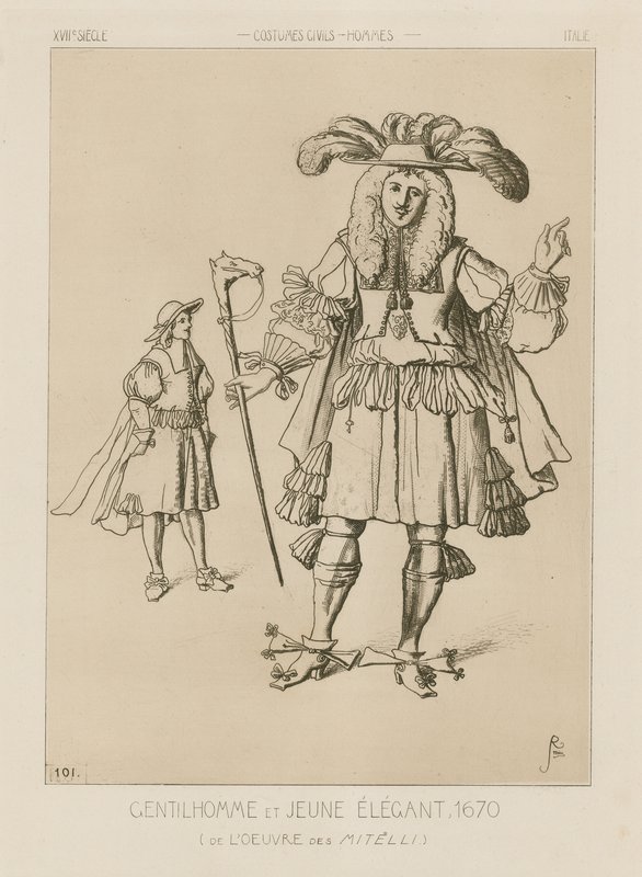 Italiensk gentleman och elegant ung man, 1670 av Italian School