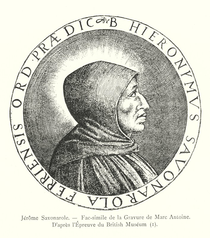 Jerome Savonarole, Faksimil av Marc Antoines gravyr, Efter beviset från British Museum, I (gravyr) av Italian School