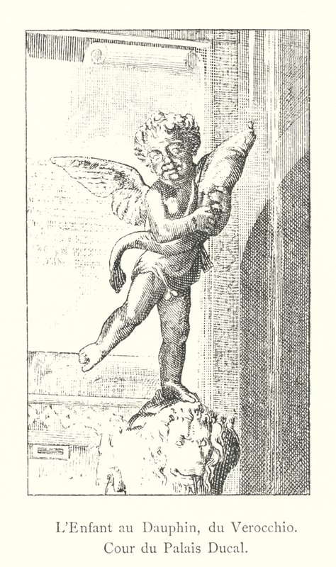 Barnet med dauphinen, från Verocchio, Hertigpalatsets innergård (gravyr) av Italian School