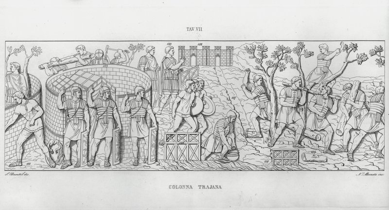 La Colonna Trajana, Trajanus kolumn (gravyr) av Italian School