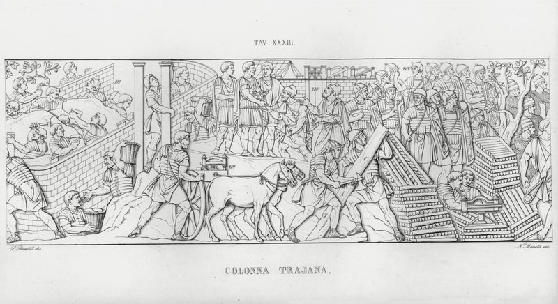 La Colonna Trajana, Trajanus kolumn (gravyr) av Italian School