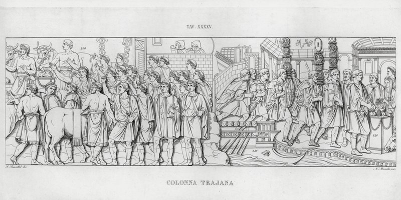La Colonna Trajana, Trajanus kolumn (gravyr) av Italian School