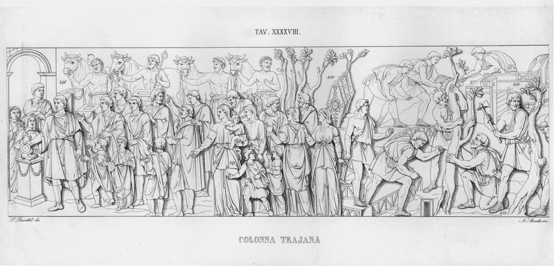 La Colonna Trajana, Trajanus kolumn (gravyr) av Italian School