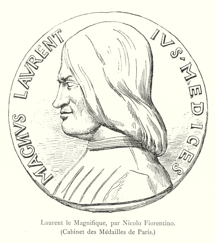 Laurent den magnifika, av Nicolo Fiorentino, Cabinet des Medailles de Paris (gravyr) av Italian School