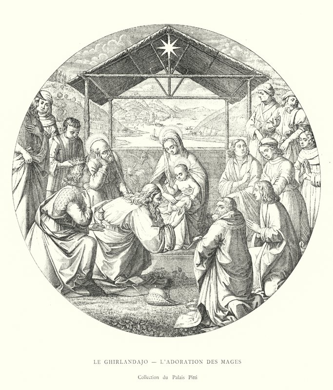 The Ghirlandajo, The Adoration of the Magi, Pitti Palace Collection (gravyr) av Italian School
