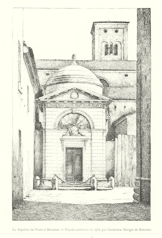 Dantes grav i Ravenna, fasad byggd 1780, av arkitekten Morigia av Ravenna (gravyr) av Italian School