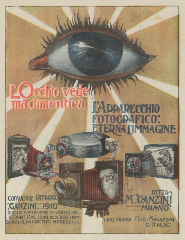 M Ganzini, Milano (färglitografi) av Italian School