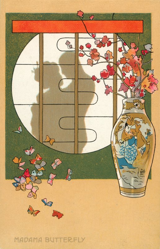 Madama Butterfly (färglitografi) av Italian School