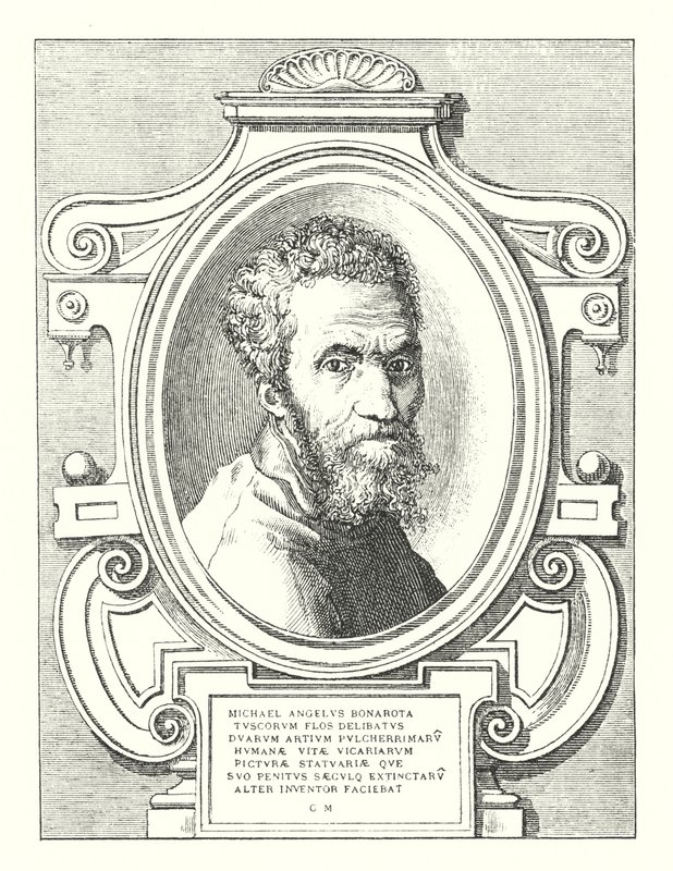 Michael Angelo Bonarota Toskansk blomma Delibatus Två av de vackraste kyrkoherdemålningarna, statyerna och andra uppfinnare som gör för sin djupt utdöda (gravyr) av Italian School