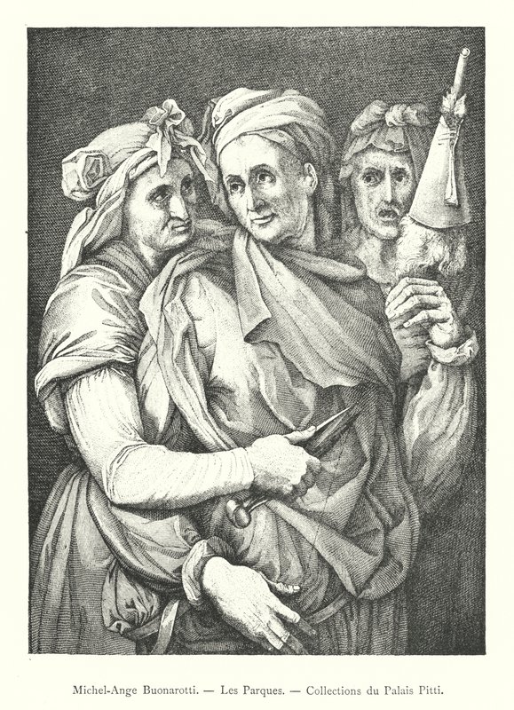 Michelangelo Buonarotti, Parkerna, Pitti Palace Collections (gravyr) av Italian School