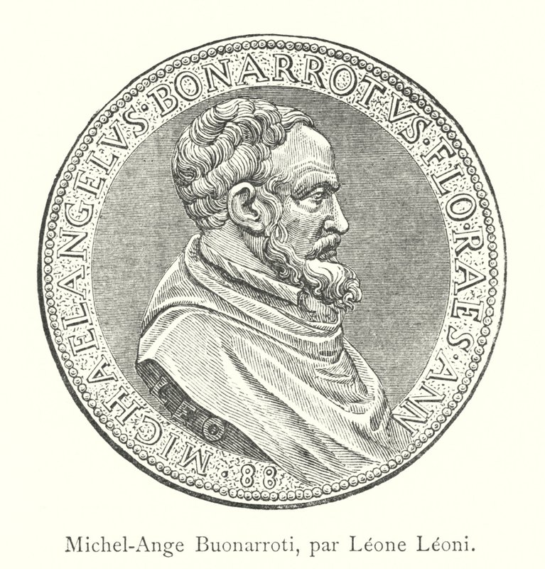 Michel-Ange Buonarroti, av Leone Leoni (gravyr) av Italian School