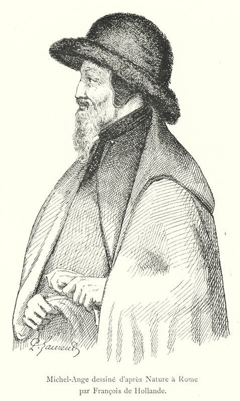 Michelangelo tecknad efter Naturen i Rom av Francois de Hollande (gravyr) av Italian School
