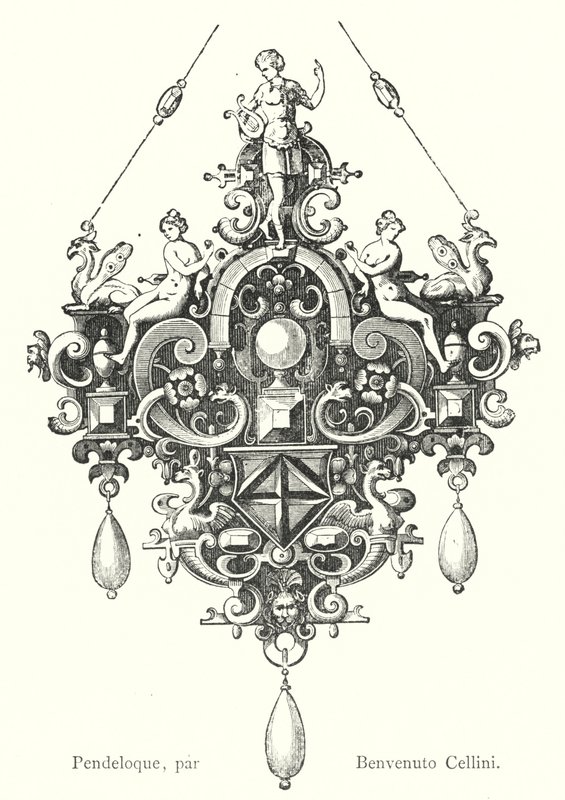 Pendeloque, av Benvenuto Cellini (gravyr) av Italian School
