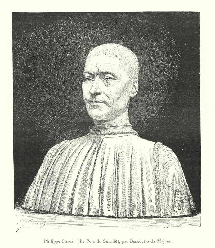 Philippe Strozzi, Le Pere du Suicide, par Benedetto da Majano (gravyr) av Italian School