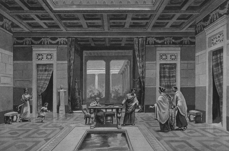 Pompeji: Cornelio Rufos hus (litho) av Italian School