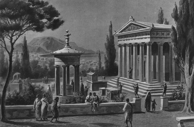 Pompeji: Herkules tempel (litho) av Italian School