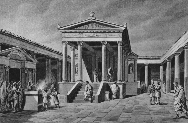Pompeji: Isis tempel (litho) av Italian School