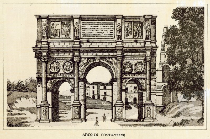 Rom: Konstantins båge (litho) av Italian School