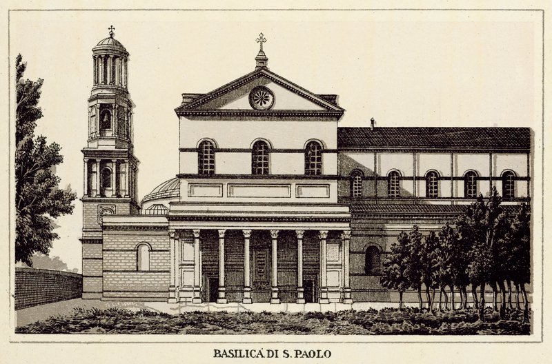 Rom: Basilica Di S Paolo (litho) av Italian School