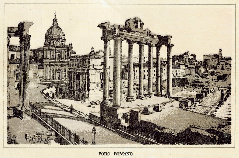Rom: Forum Romanum (litho) av Italian School