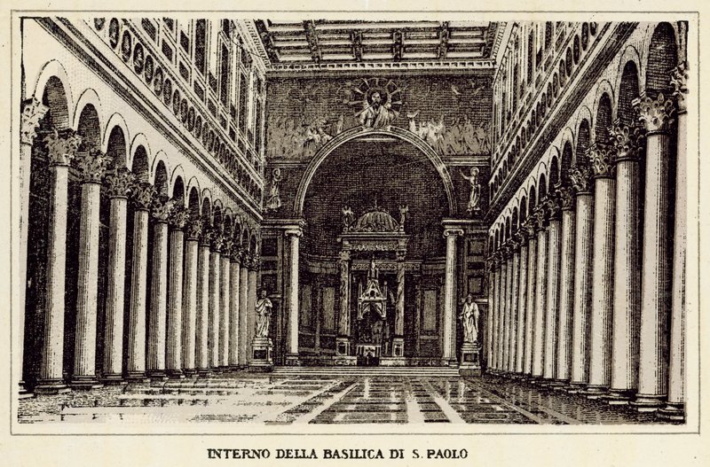 Rom: Interiören av St. Paul-basilikan (litho) av Italian School