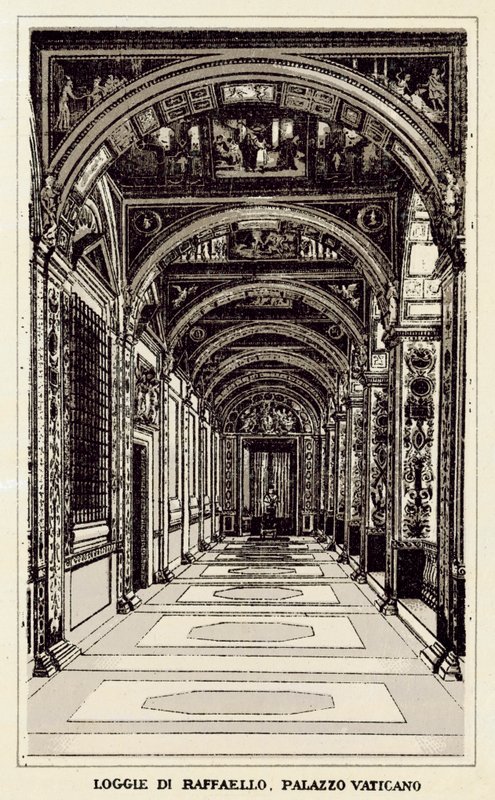 Rom: Loggie Di Raffaello, Vatikanpalatset (litho) av Italian School