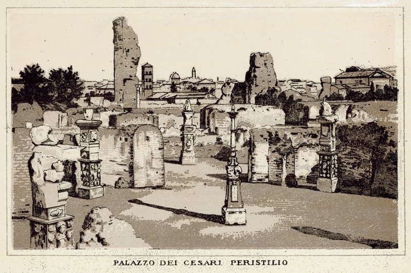 Rom: Palazzo Dei Cesari, Peristyle (litho) av Italian School