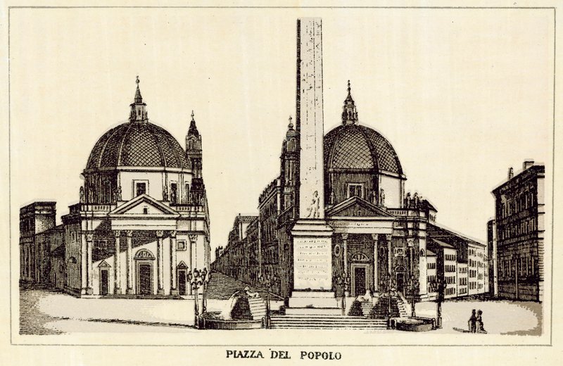 Rom: Piazza Del Popolo (litho) av Italian School