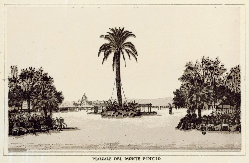 Rom: Piazzale Del Monte Pincio (litho) av Italian School