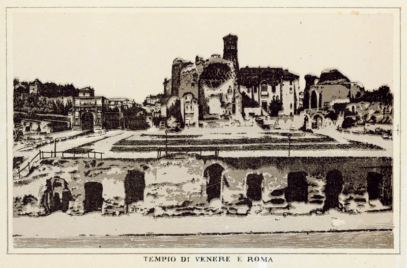 Rom: Venus och Roms tempel (litho) av Italian School