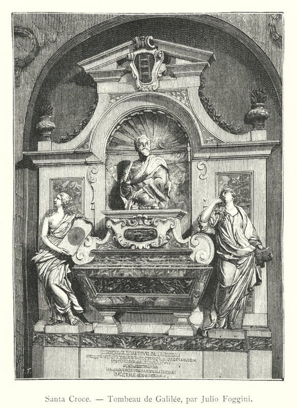 Santa Croce, Galileens grav, av Julio Foggini (gravyr) av Italian School