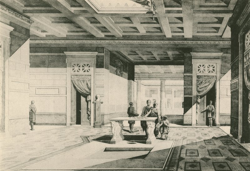 Caius Cornelius Rufus hus som det var (gravyr) av Italian School